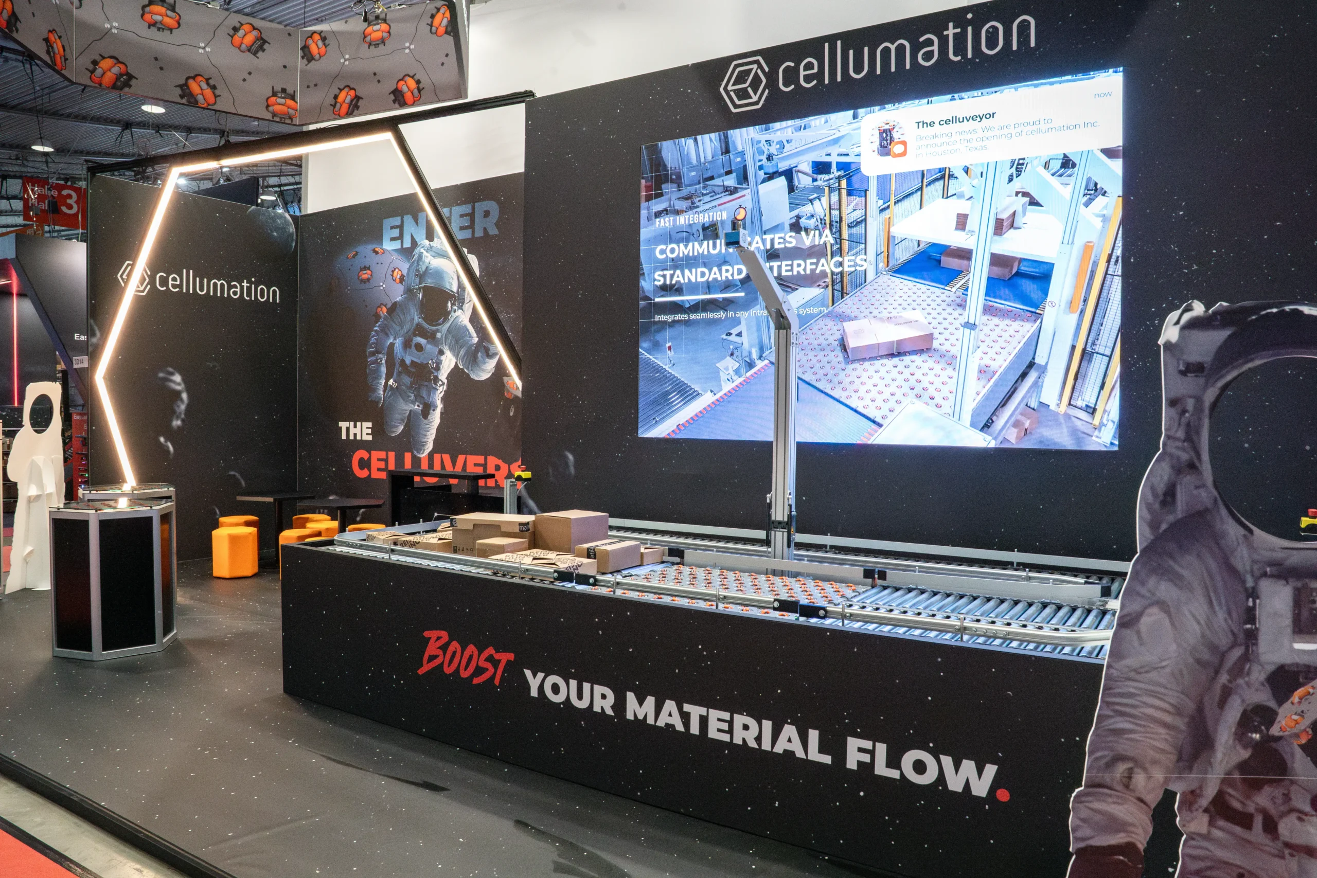  Interaktive Produktplatzierung am cellumation Messestand von EMS

