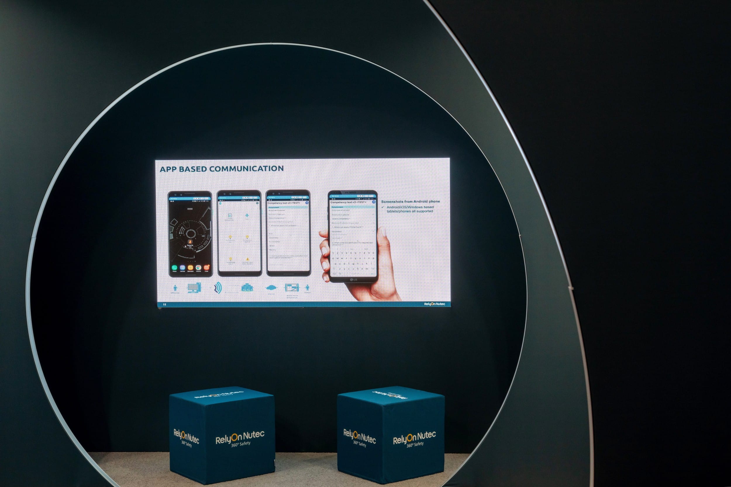 Bildschirm am RelyOnNutec Messestand